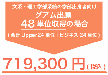 文系・理工学部系統の学部出身者向け グアム出願 48 単位取得の場合( 会計Upper24 単位+ビジネス24 単位)